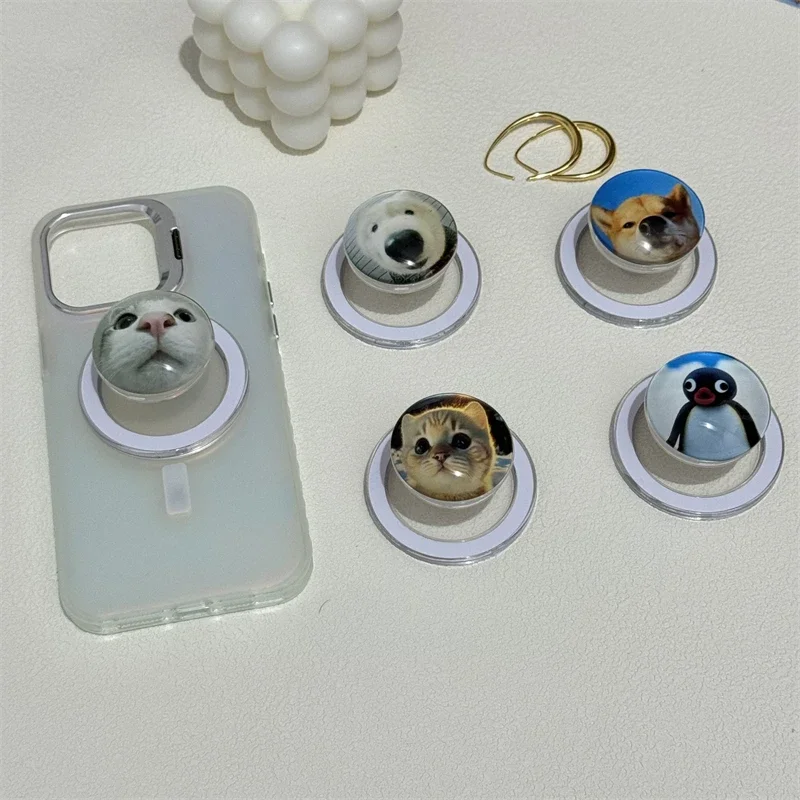 

Милый мультяшный кристалл, кошка, собака, магнитная подставка, держатель для телефона, GripTok для iPhone 17 16, съемный кронштейн для поддержки телефона Magsafe