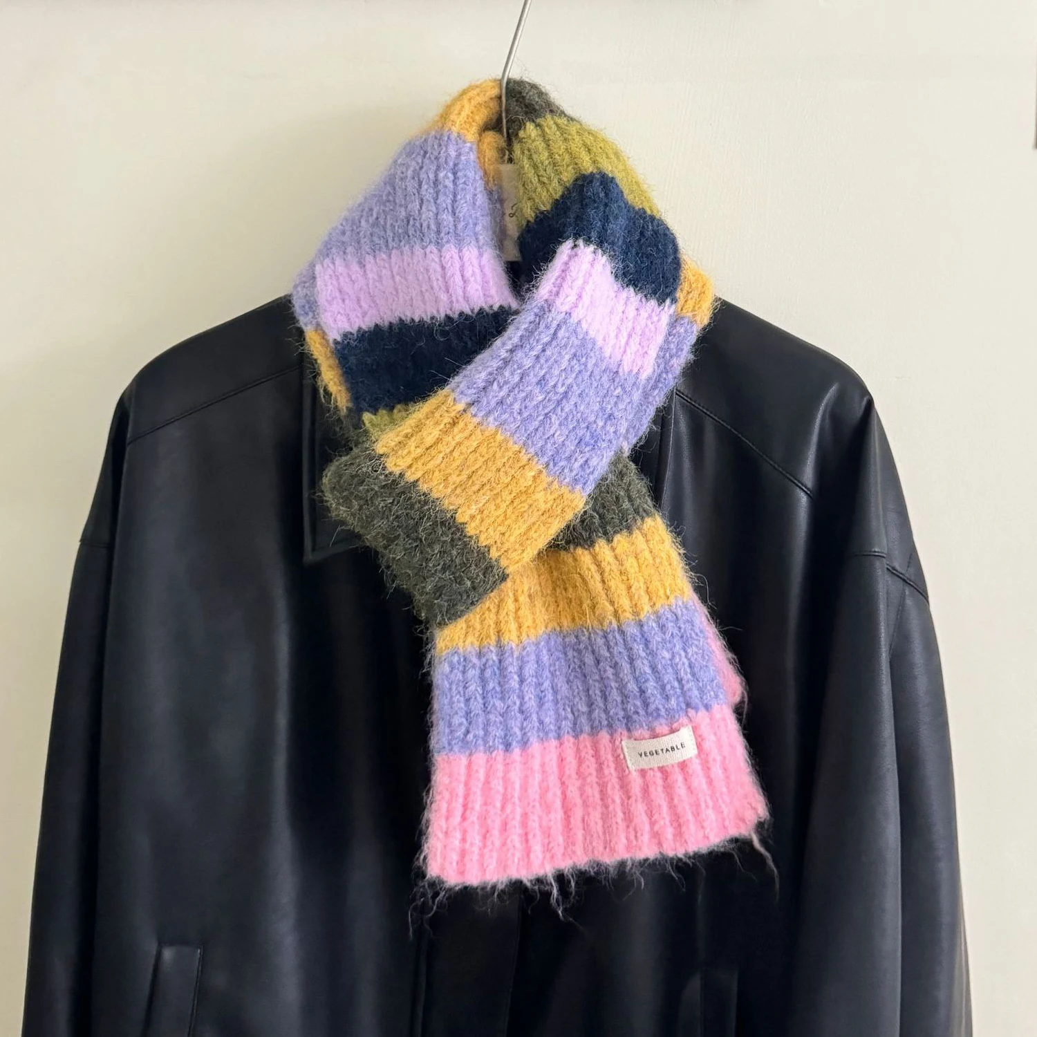 

150 cm Long Narrow Scarf Women Rainbow Stripes Snood New Fashion Color Stripes Thickened Warm Neck pProtection Knitted Bib