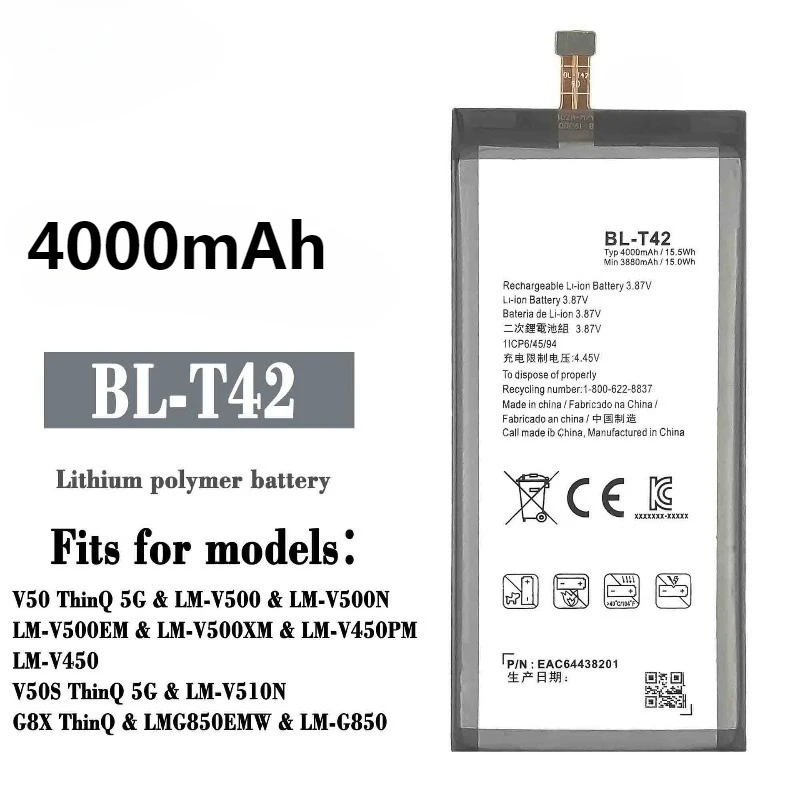 جديد BL-T42 لبطارية LG V50 ThinQ V50S/G8X جديدة BL-T42 بطارية قابلة للاستبدال عالية الجودة BL-T42 + أدوات