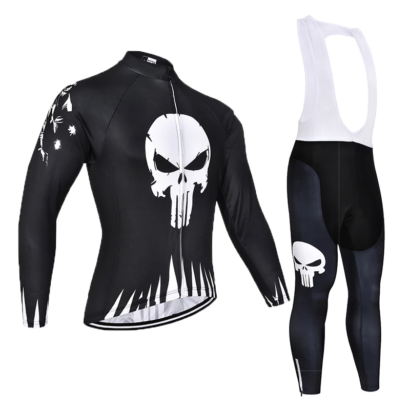 Combinaison d\'équipe à manches longues Skull pour hommes, maillot de vélo de montagne respirant, course de cyclisme, rouge, noir, été, 2022