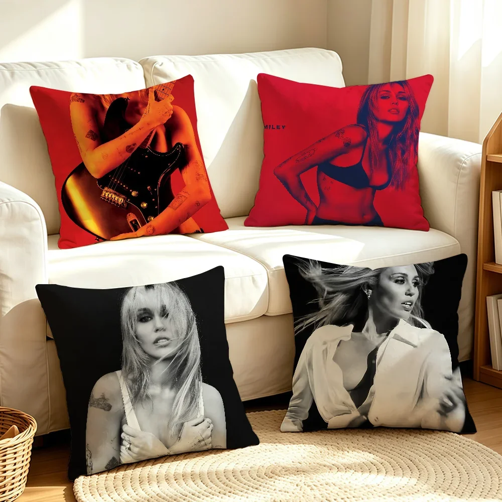Singer M-Miley C-Cyrus-S Bass Persuades cushion cover Soft Smooth Pillowcase Hidden Zipper Washable Decorative Couch Office Gift