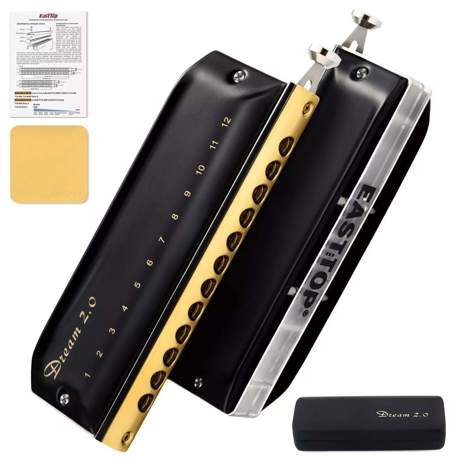 

EASTTOP Dreamer 2.0 version 12 tone professional chromatic harmonica