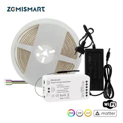 Zemismart COB Led Strip Light RGBCW IP65 with Matter WiFi Led Driver Support Alexa Google Home Smartthings Homekit App Control