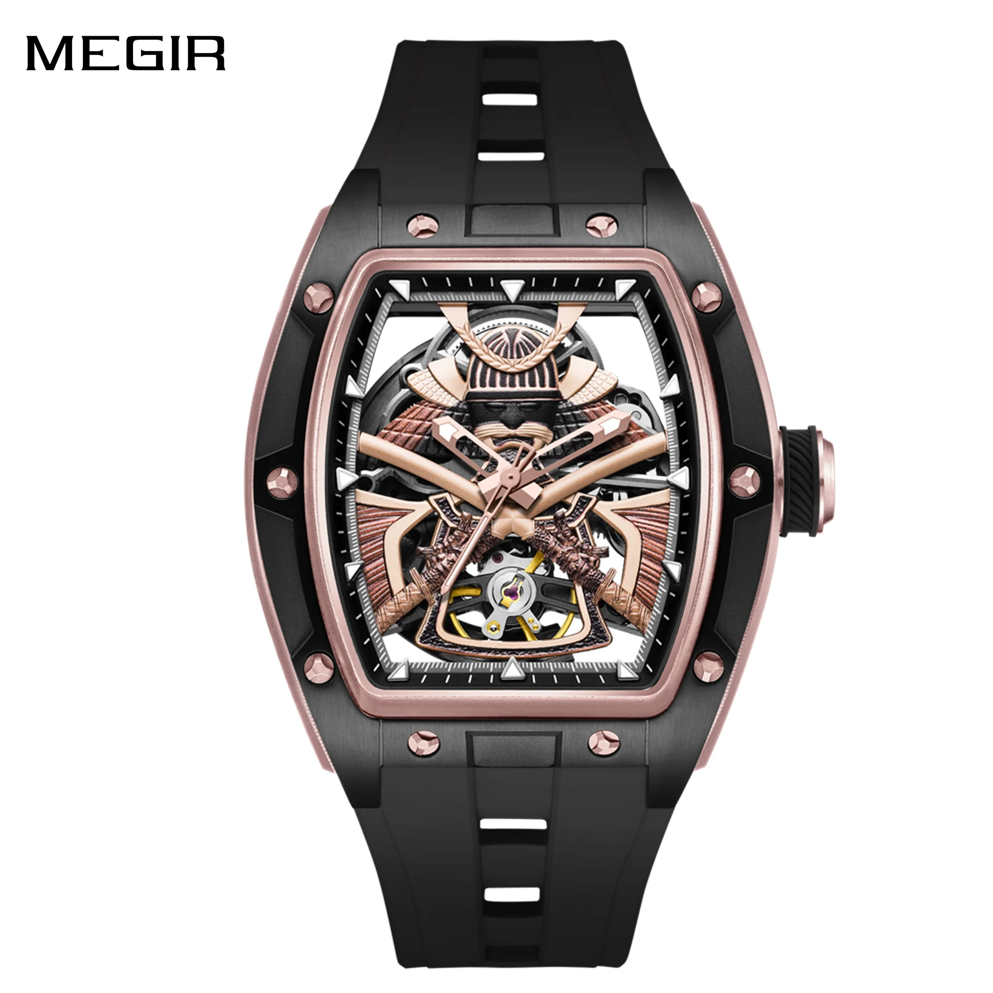 

MEGIR Men Mechanical Watches Luxury Hollow Out Automatic Movement Wristwatch Clock Stainless Steel Case Waterproof Watch 9198-5