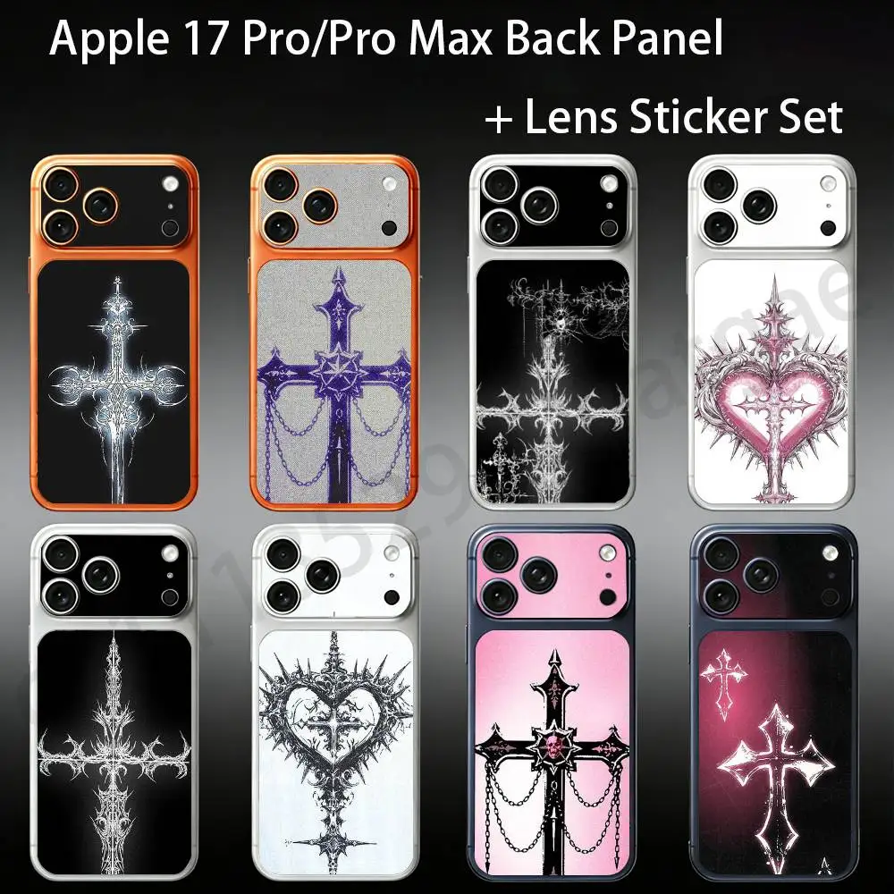 

Gothic Cyber Sigil Cross For iPhone 17Pro/ProMax Battry Back Cover with Camera Decal Skin Rear Protective Sticker Film