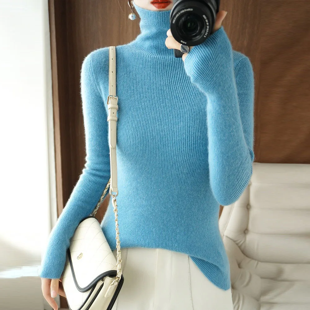 

Women's Winter Clothes Tops Blouse Woollen Long Sleeve Knit Knitwear Turtleneck Sweater Undershirts for Women