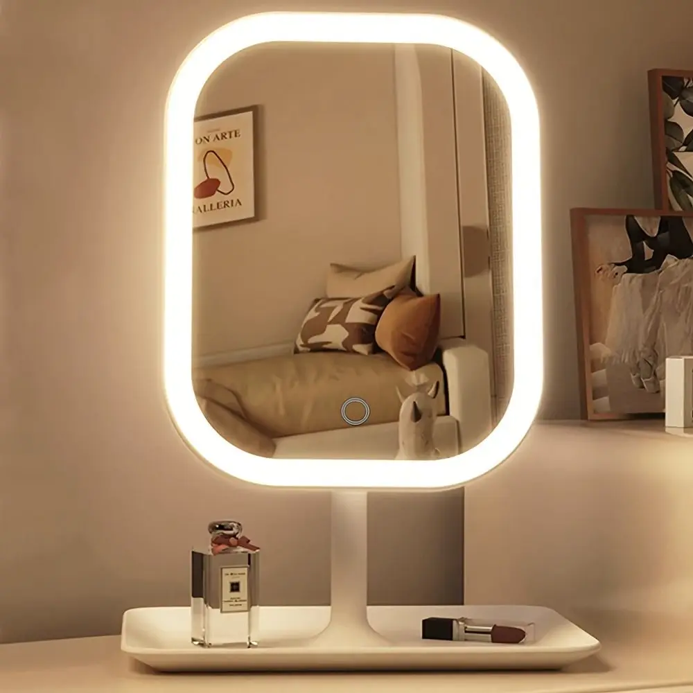 Rotating LED Cosmetic Mirror with Dimmable Light Up Your Beauty Touch Sensor Switch LED Vanity Mirror Folding Three-color Light