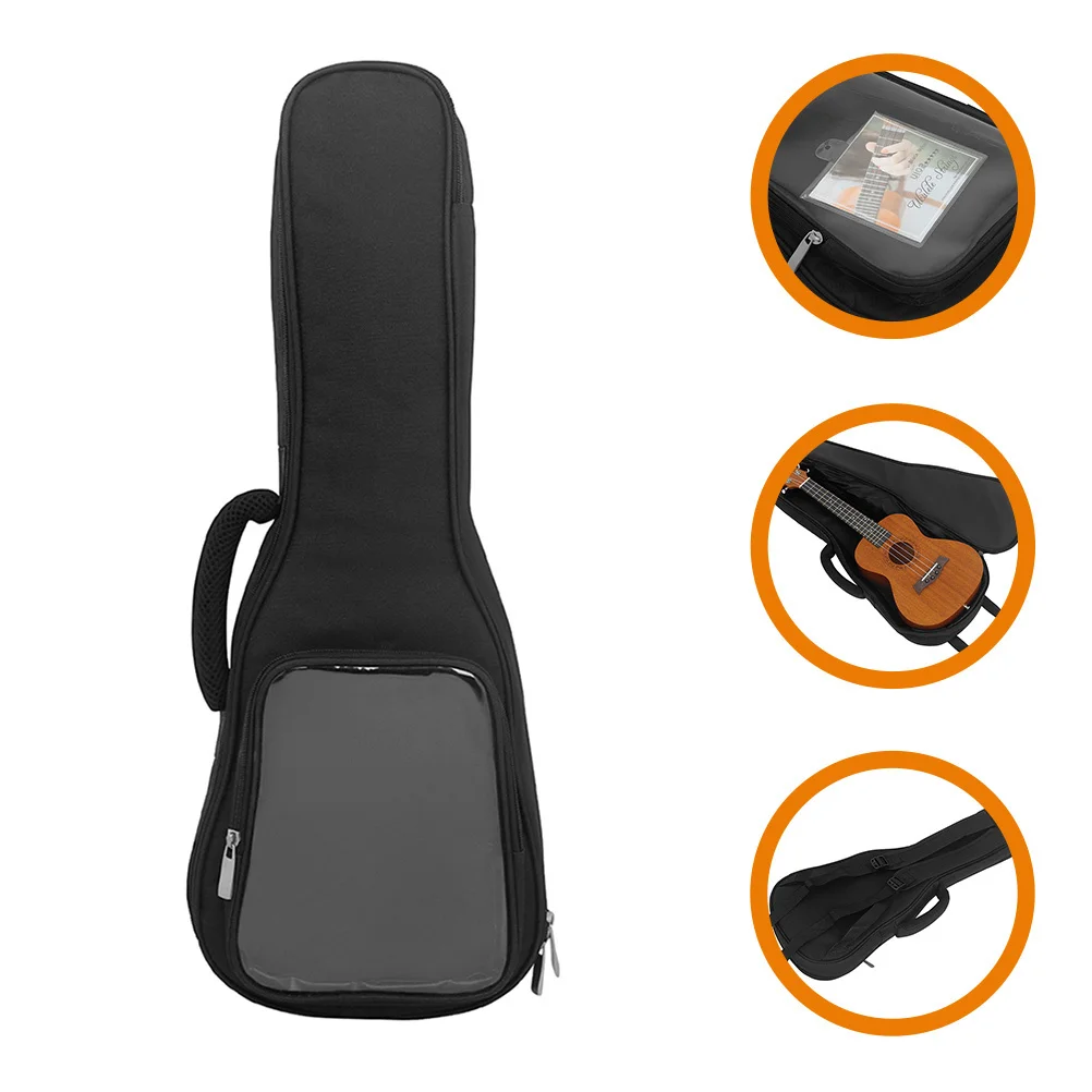 

Ukulele Bag 23 Inch Durable Oxford Cloth Padded Splashproof Transparent Side Pocket Carrying Bag Musical Instrument Storage