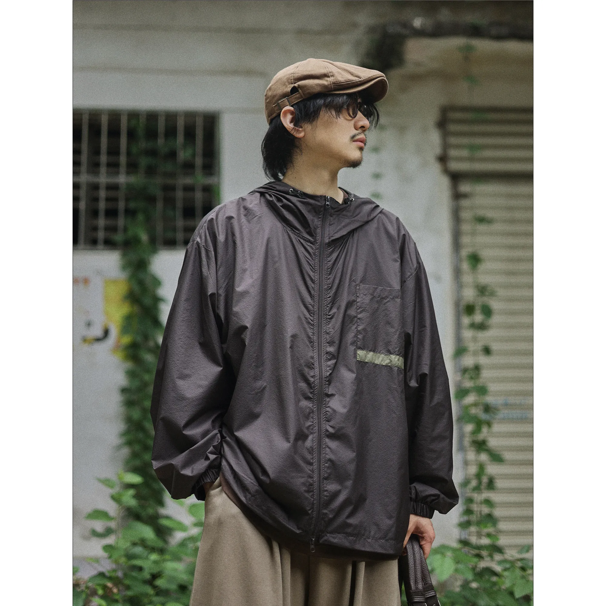 Men Japanese Streetwear Fashion Loose Casual Hooded Jacket Male Outdoor Lightweight Sunscreen Cargo Jackets Coat Outerwear