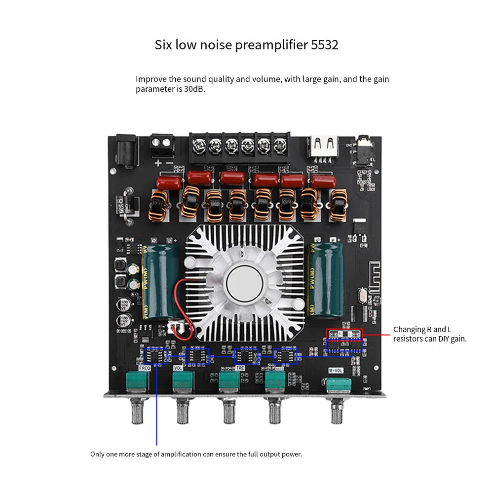 1pc ZK-AS21 2.1-channel TPA3255 Compatible-Bluetooth Digital Enlarge Module Board Module Portable Audio & Video Accessories