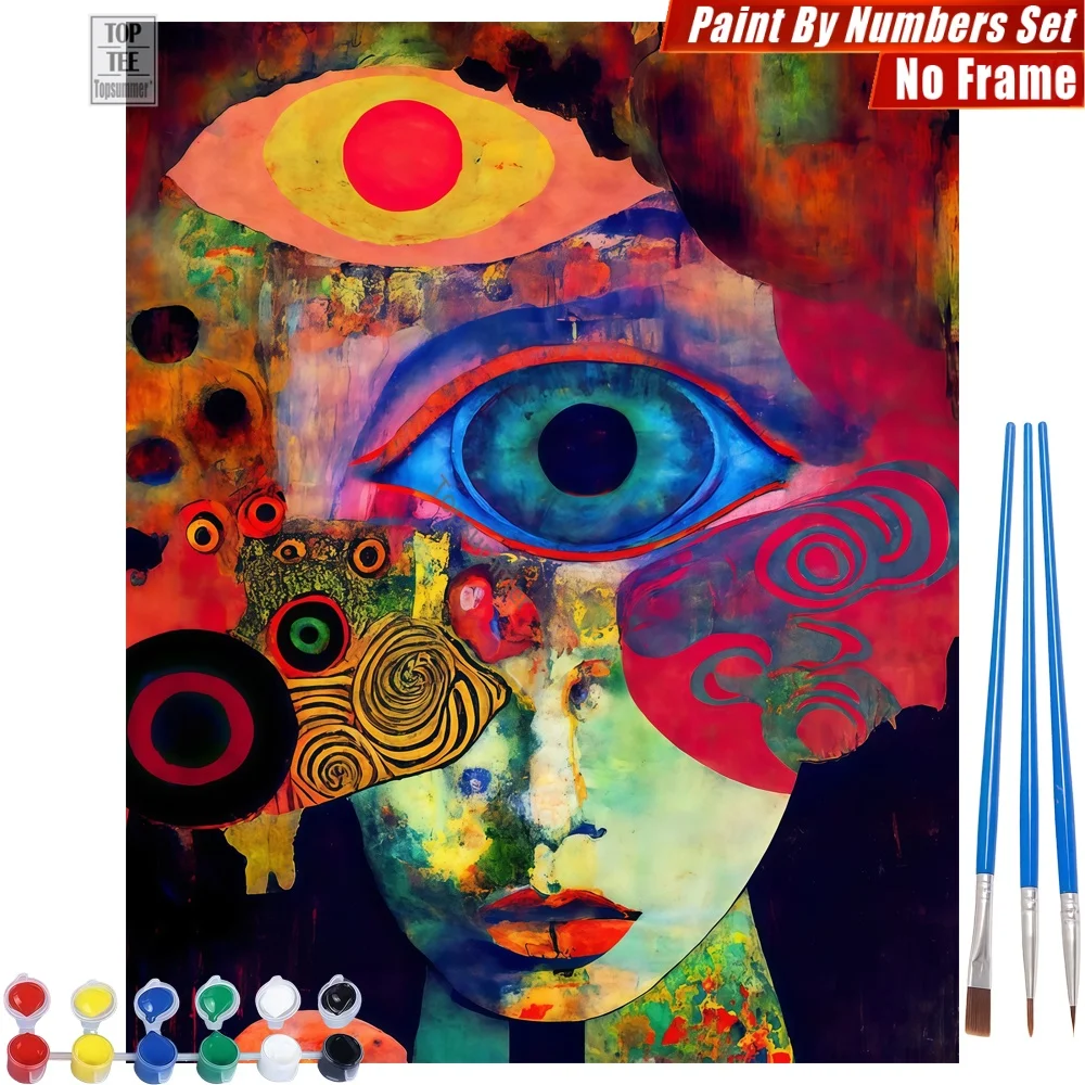 

Abstract Eye Patterns Paints By Number Set - Eye Geometric Colorful Wall Art Home Decor Easter Gift For Colleague