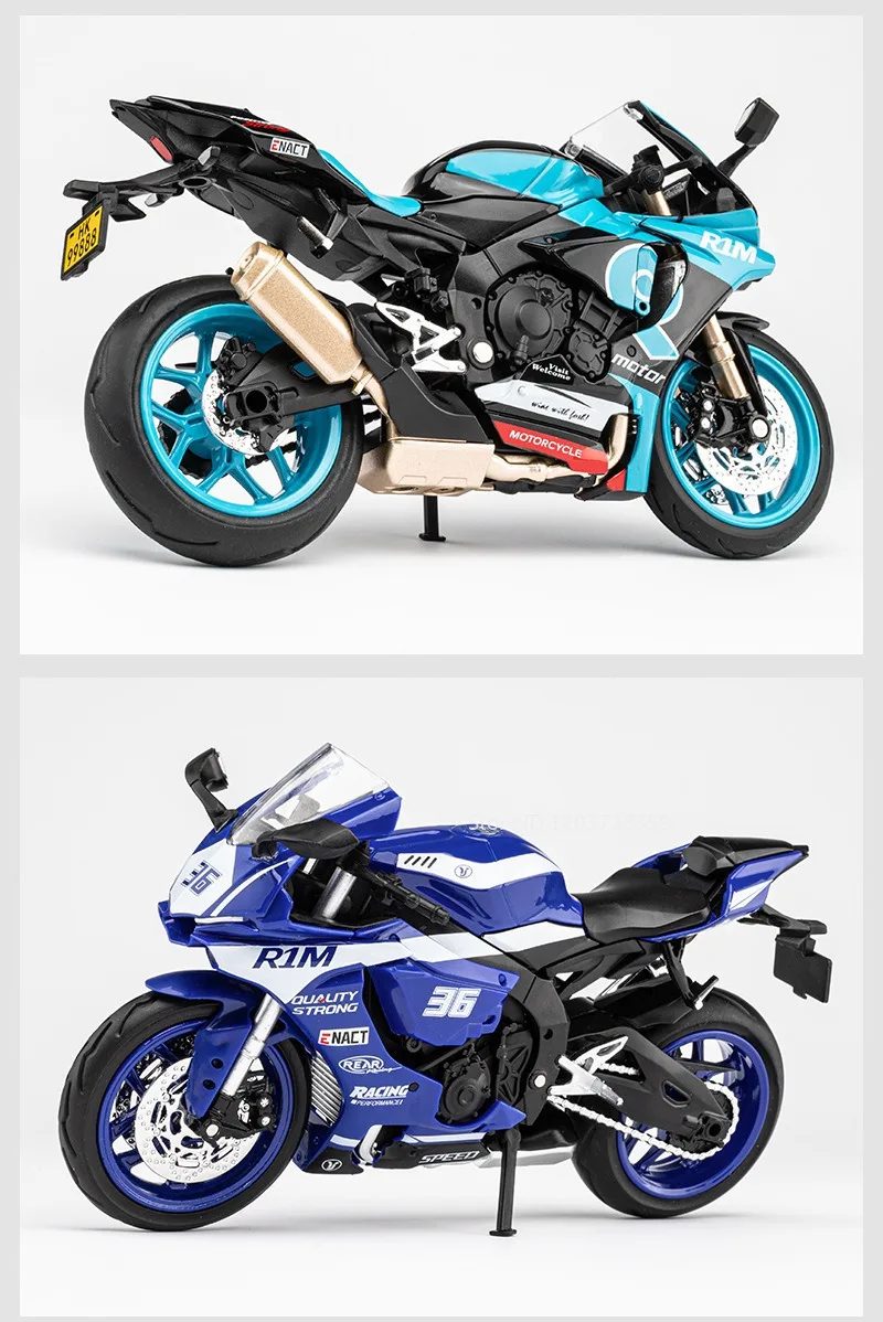 1:12 R1M R1 Motorrad Modell Spielzeug Legierung Diecast Miniatur Motorräder Sound Licht Stoßdämpfung Simulation Motorräder Geschenke – Detail 11
