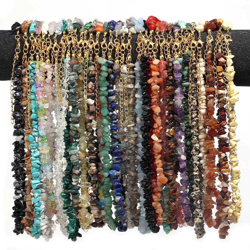 Cuentas irregulares de grava con Chip, piedra Natural, aguamarina, Ojo de Tigre, amatista, cuentas espaciadoras sueltas para mujer, collar para hacer joyería DIY