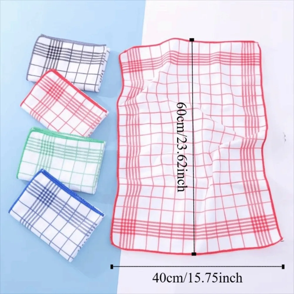6 Pieces Multi-functional Large Checkered Kitchen Towel Absorbent Rectangular Tea Towel Soft Quick-Dry Washcloth Tableware