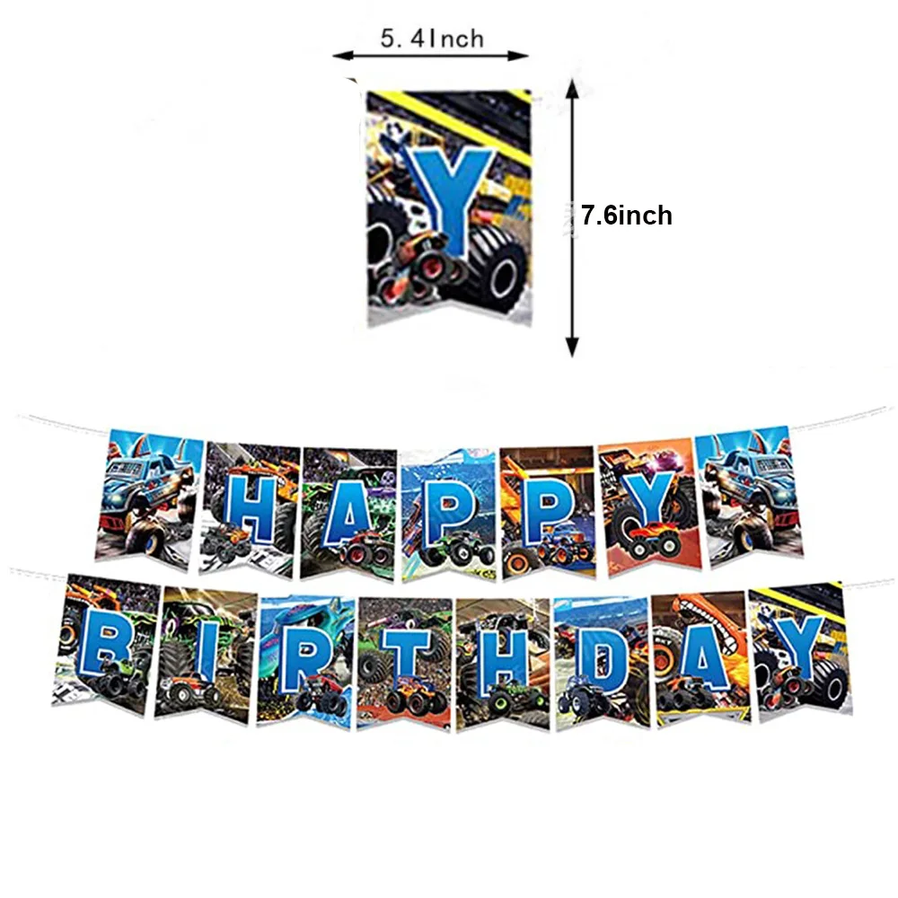 Monster Truck Birthday Party Disposable Tableware Monster Car Paper Plates Cups Napkins Supplies Monster Machines Birthday Decor