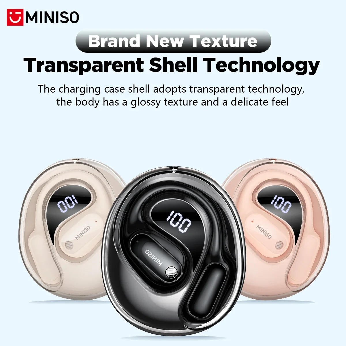 MINISO MS190 Real Time AI Voice Translator Earbuds 135 Languages Wireless Bluetooth Earphones Waterproof Headset For Meeting