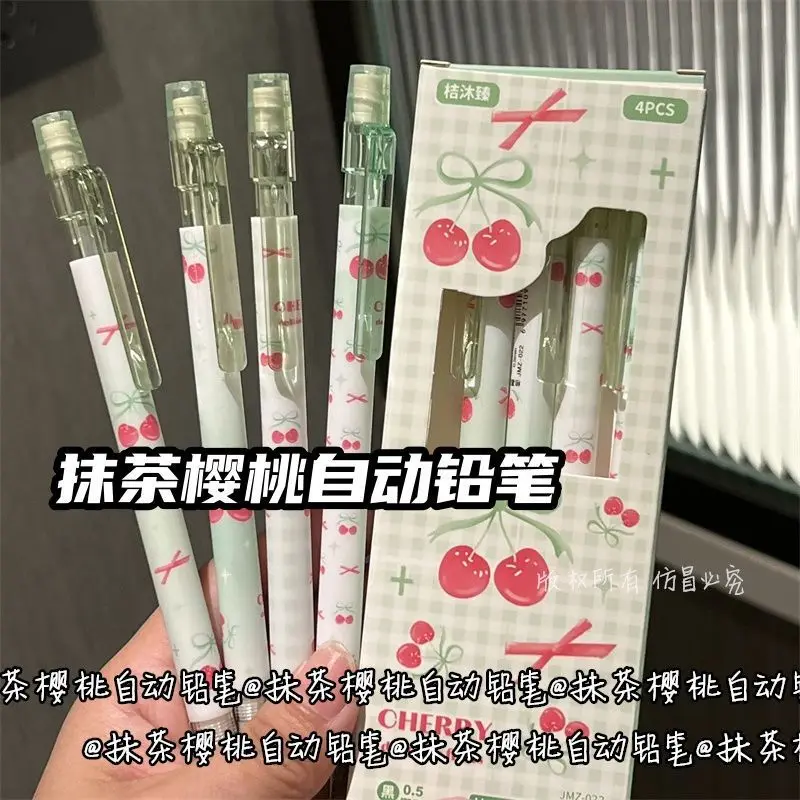 4pcs Cute Red Apple Automatic Pencil Set - 0.5mm with Eraser, Stationery for School Kids Students & Office