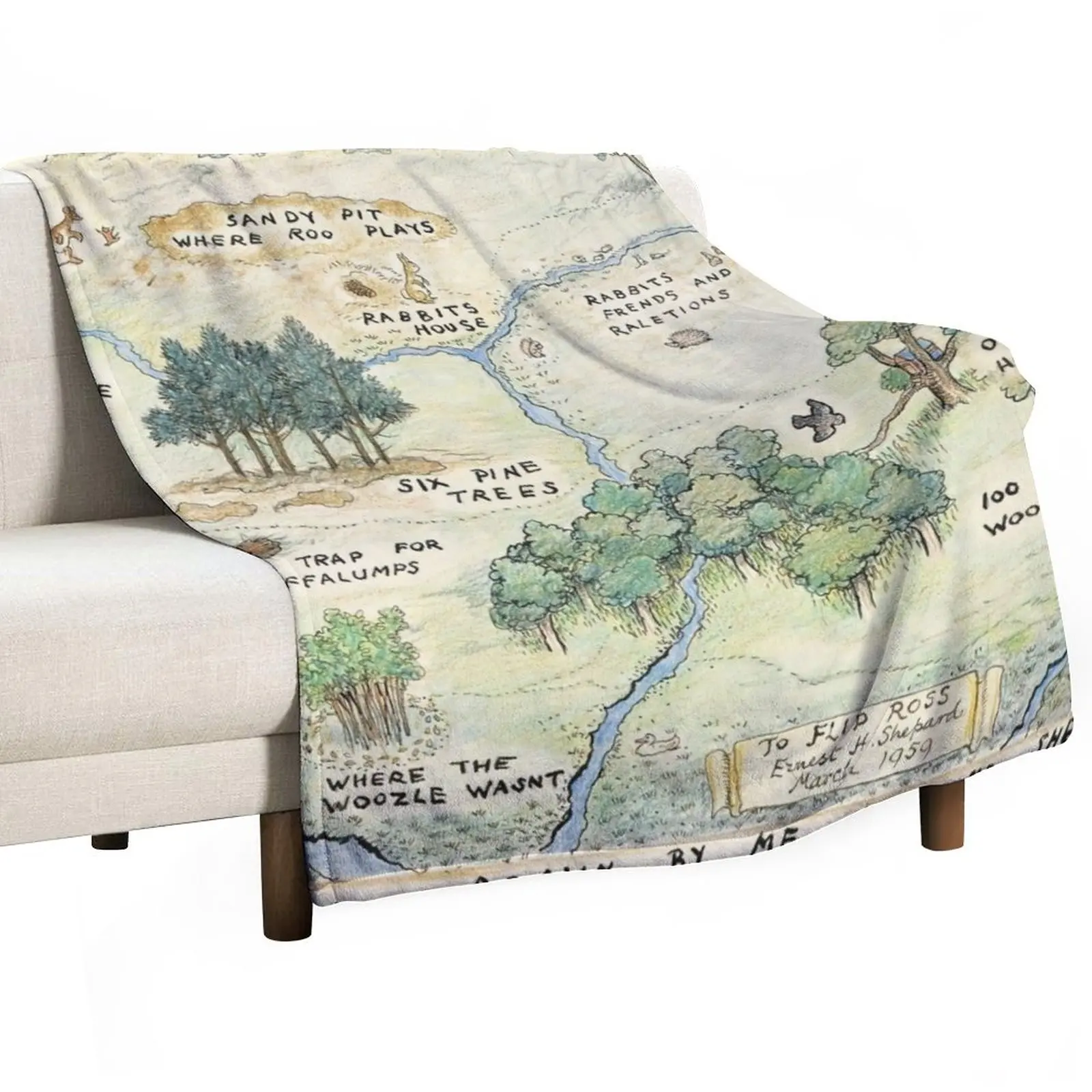 

100 Acre Wood Map by E.H. Shepard Throw Blanket Soft Plaid Luxury Thicken Blanket Luxury Throw Blanket Camping Blanket