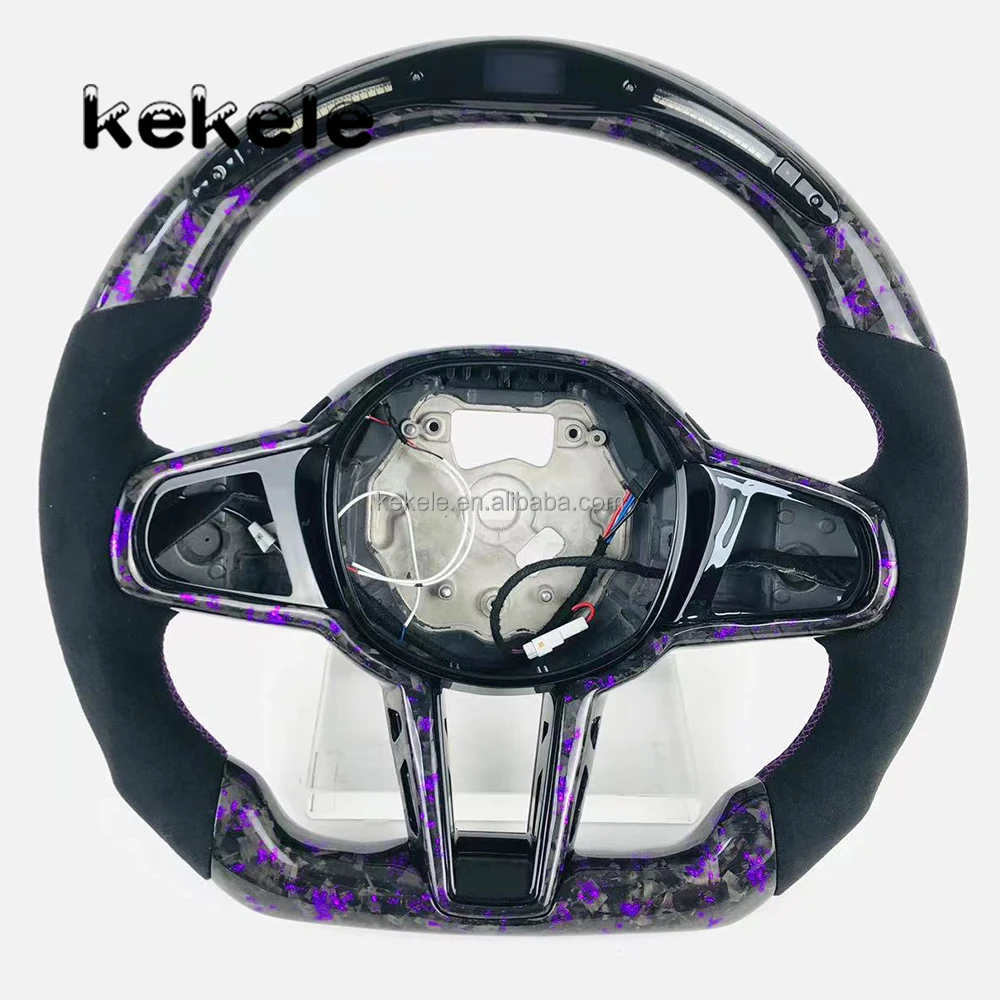 Suitable for BMW G Series M3 M4 Forged Purple Carbon Fiber Steering Wheel with LED Intelligent Display Can Be Customized