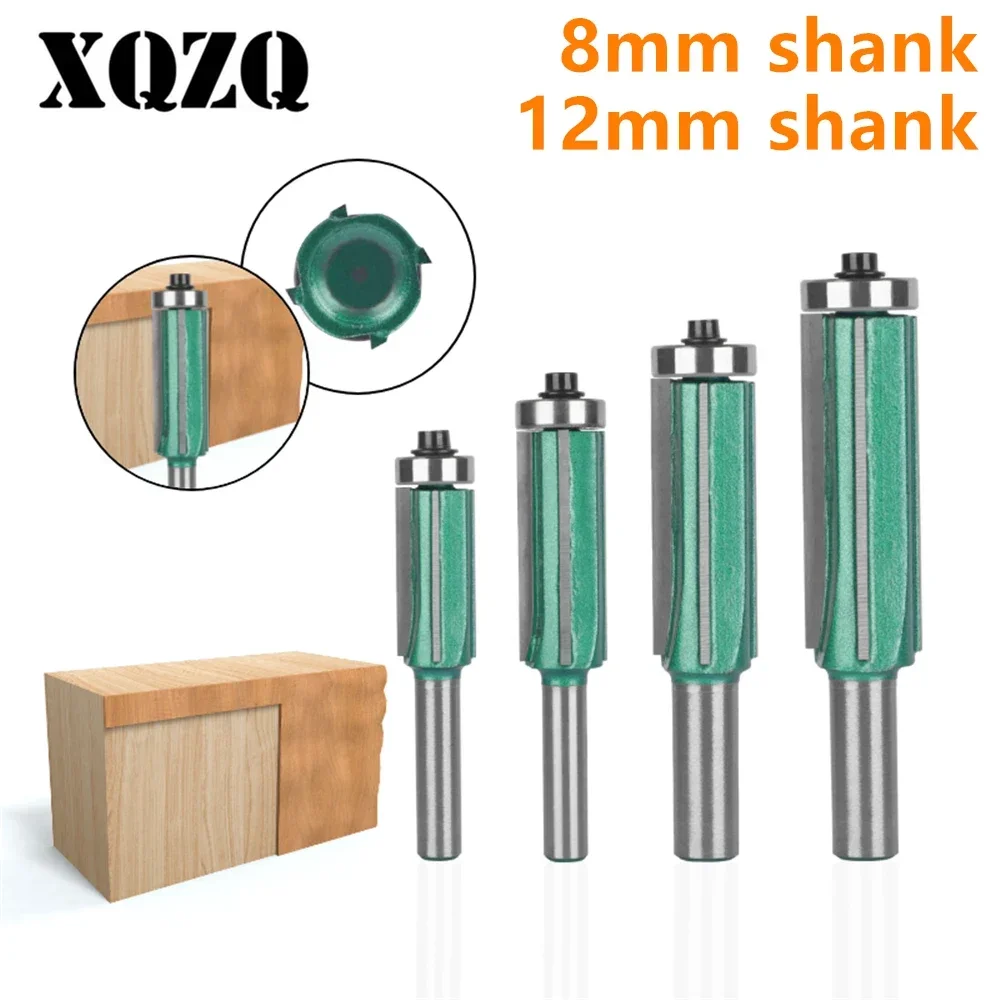 8mm 12mm Vier Carbide Z4 Flush Trim Bit Router Bit Houtbewerking Frees voor Hout Bit Gezicht Mill carbide Cutter End Mills
