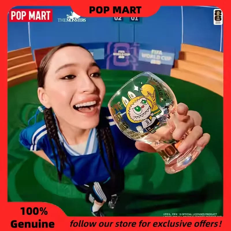 

Authentic The Monsters X Fifa Series Glass Cup Series Blind Box Cute Football Labubu Glass Home Decor Ornaments As Gift For Fans