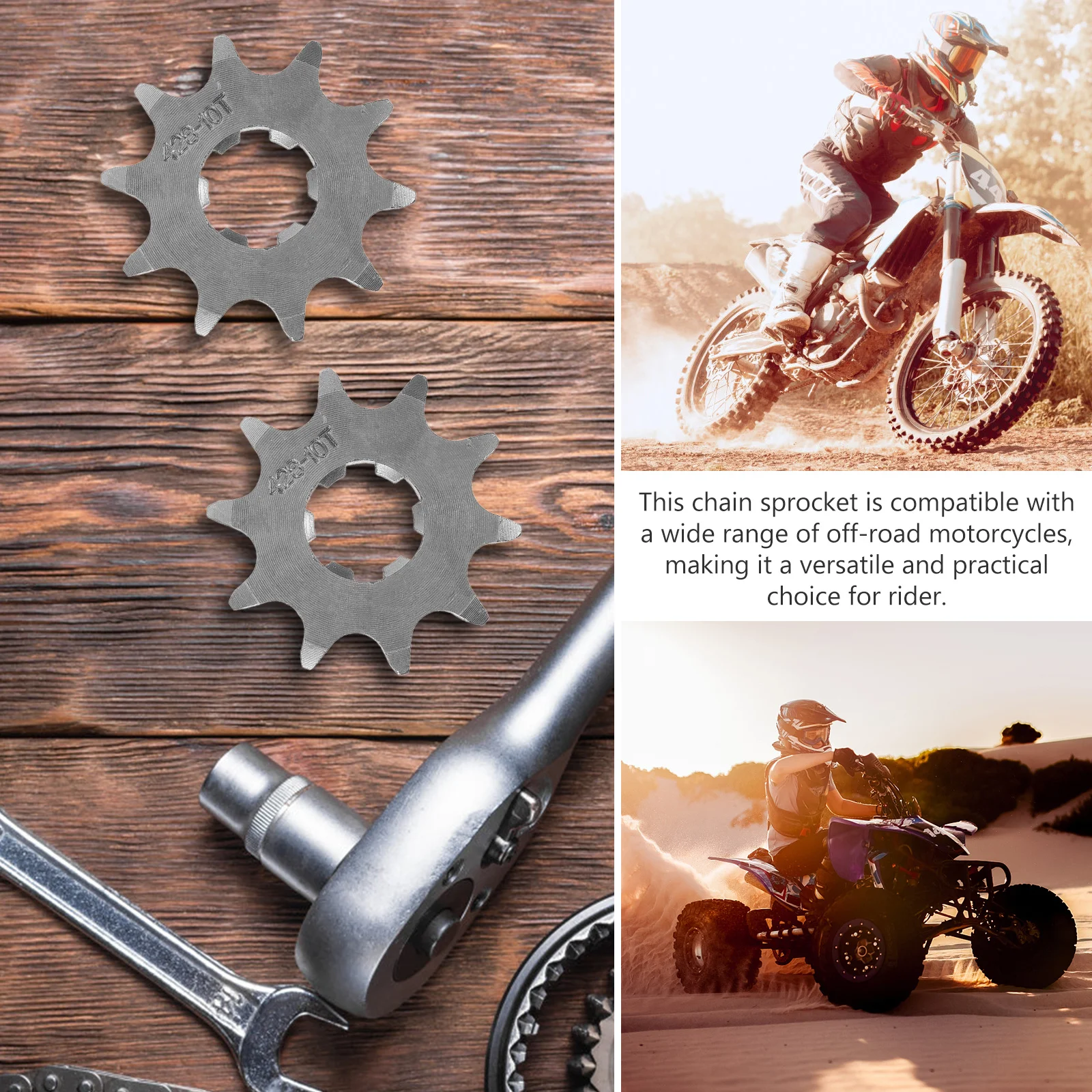 

10T 428-17Mm Motorcycle Front Sprocket Engine Chain Sprocket Replacement Atv Dirt Bike Compatible Durable Iron Precision Low