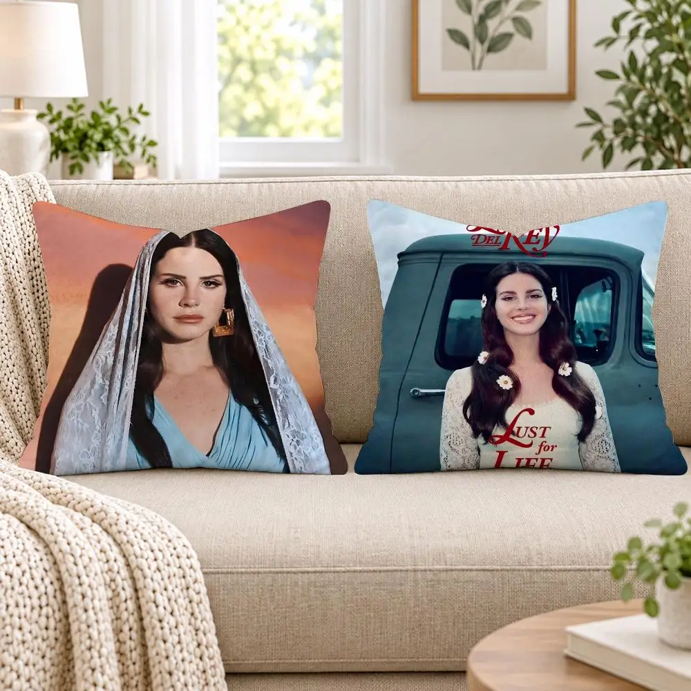 L-Lana Del Reys Cushion Cover Short Plush Double-Sided Printing Sofa Bedroom Living Room Throw Pillow Cover Home Decor
