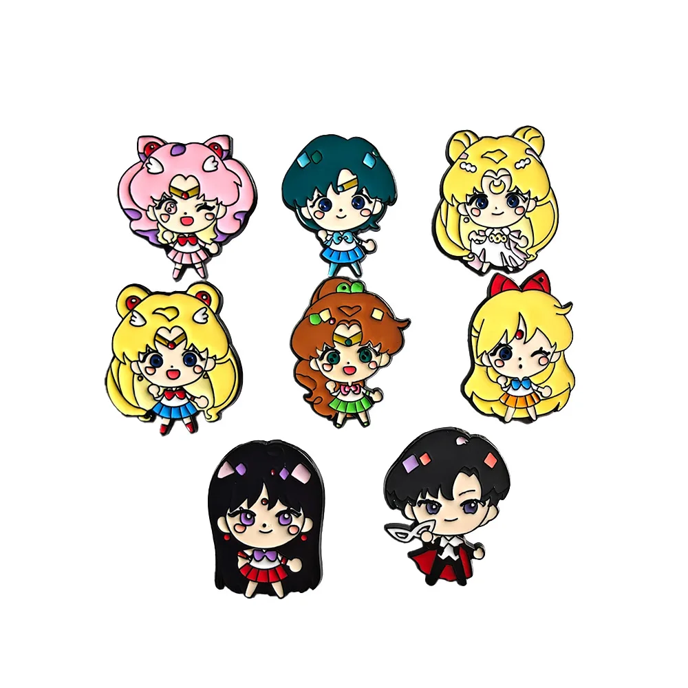 

1 Set Classic Japanese Anime Beautiful Girl Warrior Series Brooch Water Ice Moon Rabbit Emblem Clothes Decorative Accessories