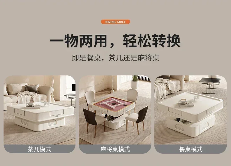 hot sale Mahjong Table Automatic Coffee Table Double-Use Living Room Home Small Apartment Multi-Function Lifting Cream Style