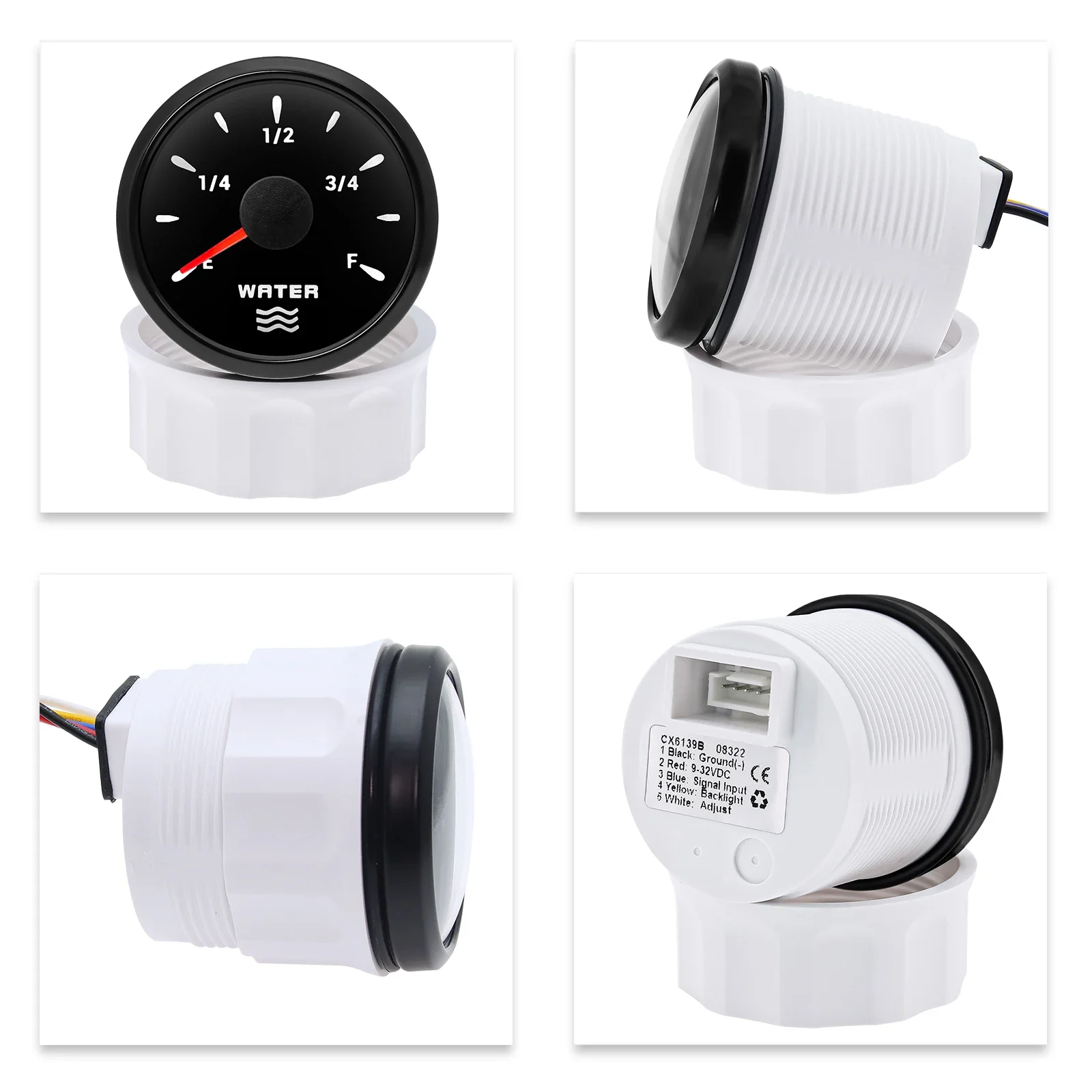 0-190 Ohm Water Level Sensor 52mm Water Level Gauge with 7 Color Backlight Water Tank Meter Indicator Gasoline Boat Car 12V 24V