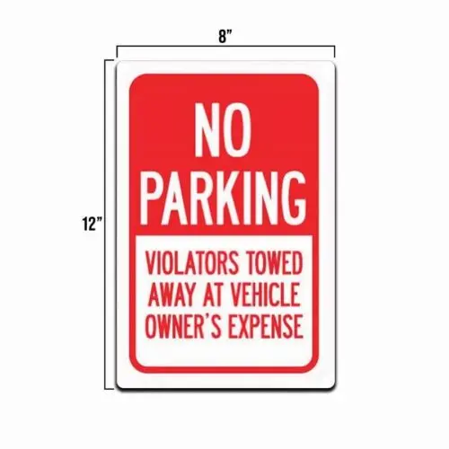 No Parking Sign Rust-Free Weatherproof Tin Warning Sign 8x12 In