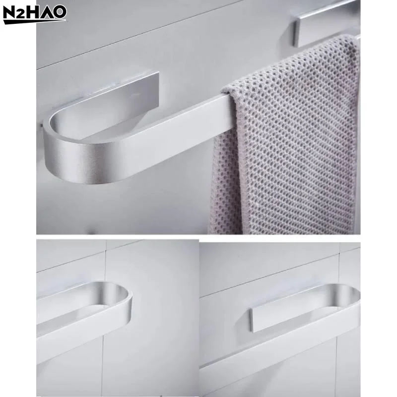 1PC Towel Rail Rack Towel Holder Bathroom Towels Rack Hanger Black Silver Space Aluminum Wall Hanging Towel Bar Storage Shelf