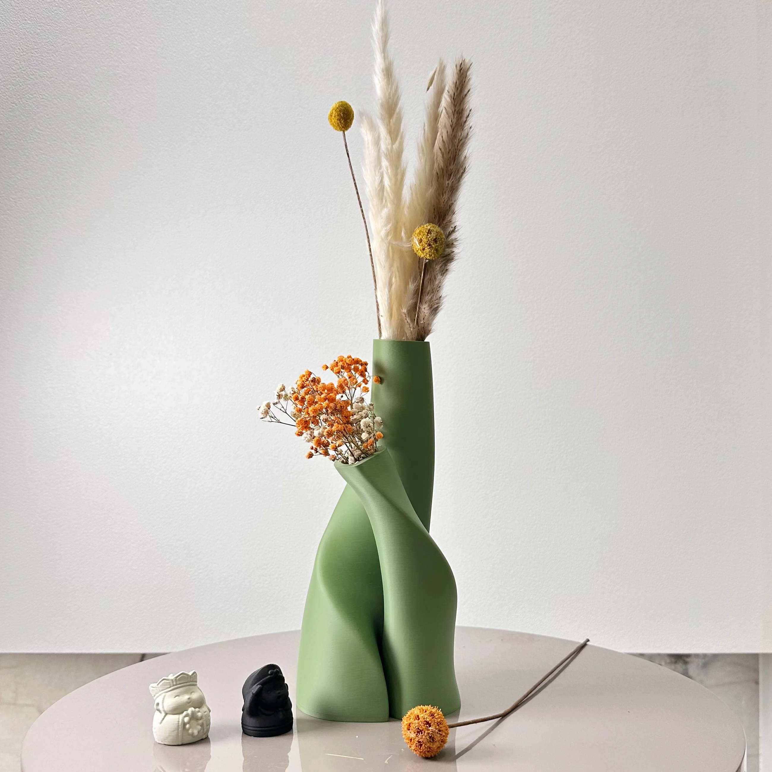 2-delige set speciaal gevormde dubbele vaas, creatieve gedroogde bloemenvaas, meerkleurig optioneel, geschikt voor woonkamer, keuken,