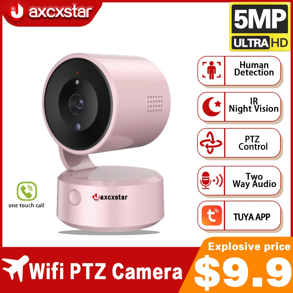 

Tuya Smart Life 5MP Wifi PTZ Secuity IP Camera Indoor Two Way Audio Wireless CCTV Surveillance One Touch Call Baby Monitor Camer