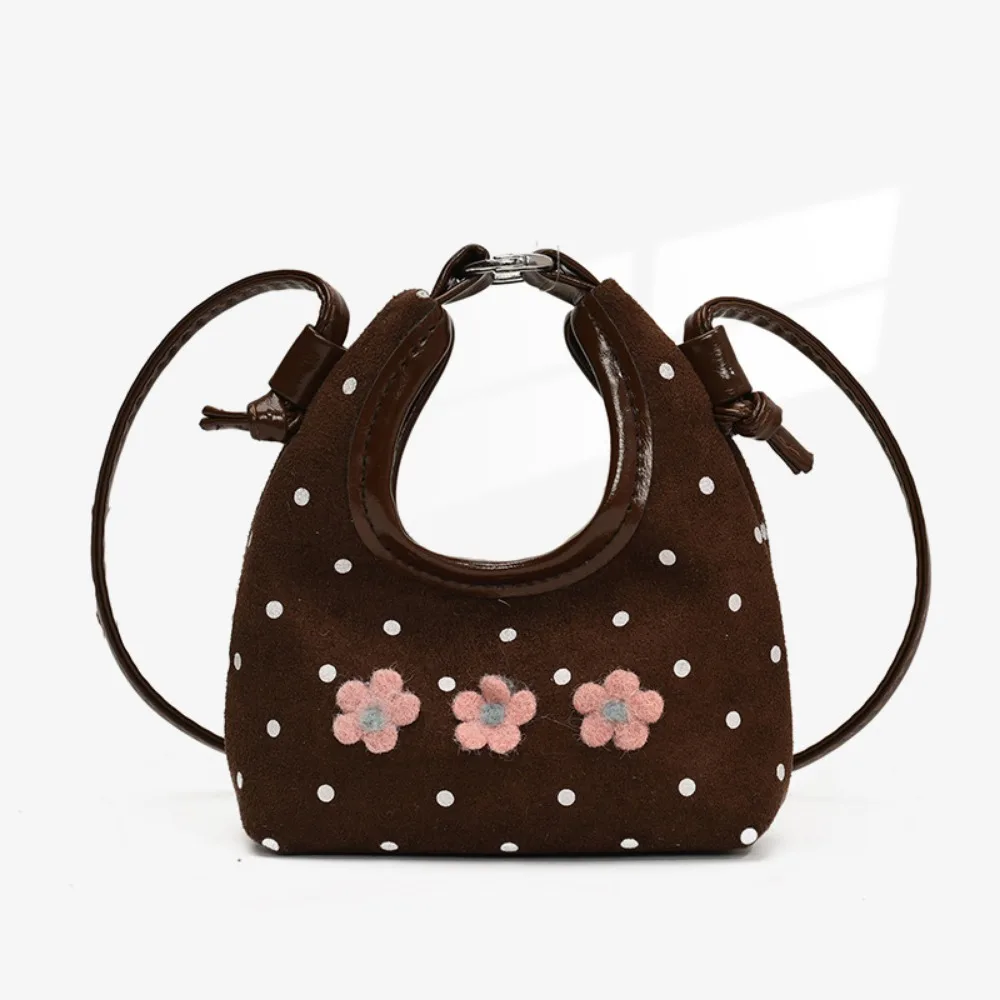 

Trendy Multicolor Crossbody Bag Cartoon Flower Soft Handle Shoulder Bag Long Belt Tote Bag Winter Autumn