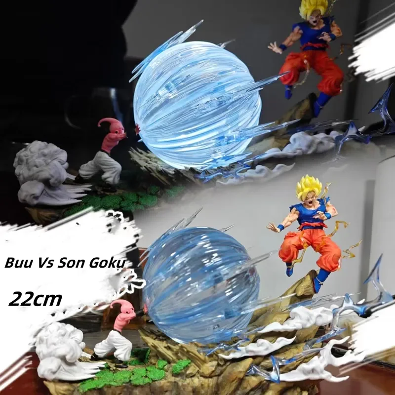 22cm figurki Anime Dragon Ball Z Majin Buu Vs Son Goku figurki Gk statua kolekcja pcv zabawkowy Model na prezent urodzinowy