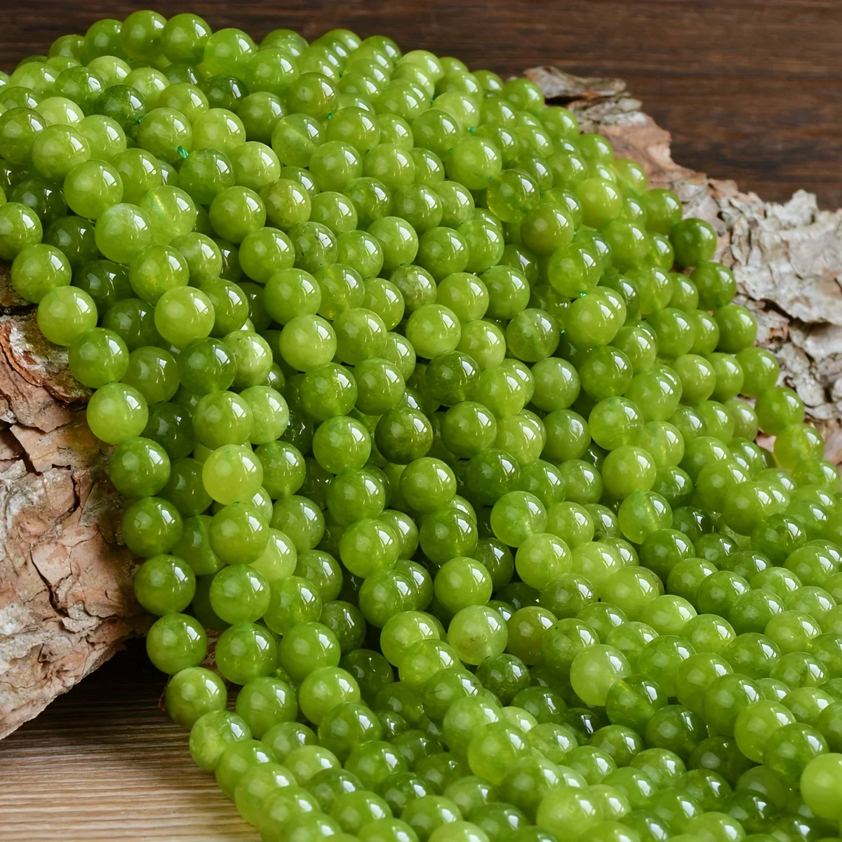 Cuentas de oliva verde de 4mm/6mm/8mm/10mm, cuentas redondas de piedra Natural sueltas para accesorios DIY hechos a mano para pulsera, fabricación de collares