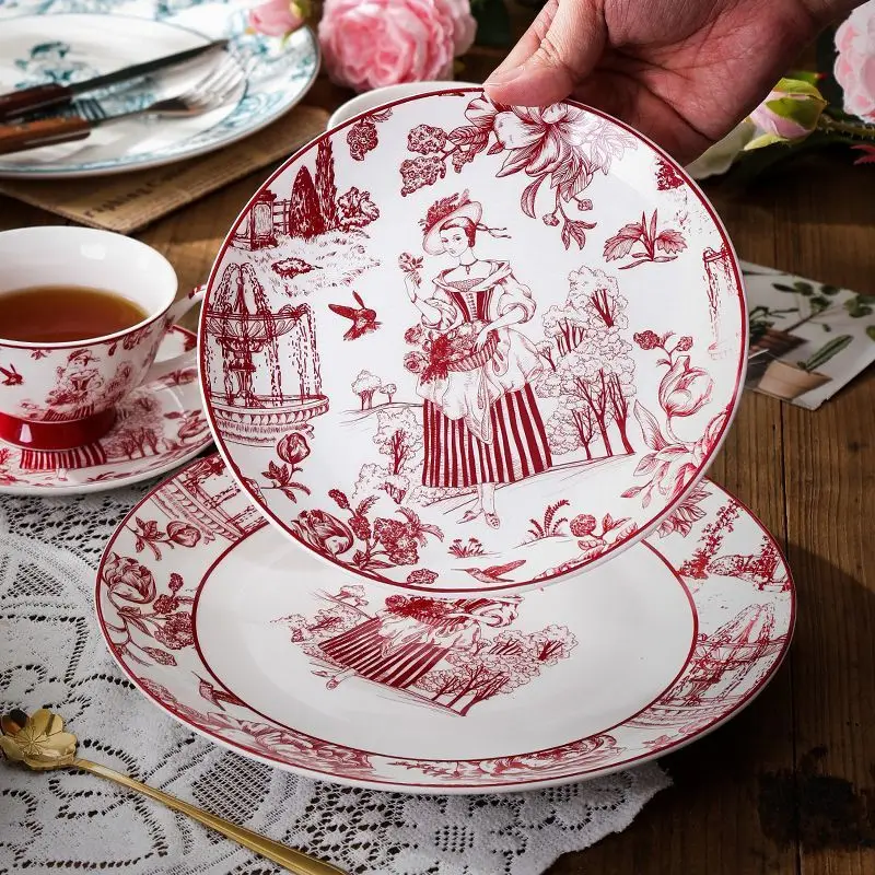 

Retro style ceramic tableware export British steak dessert high-end household ceramic plate