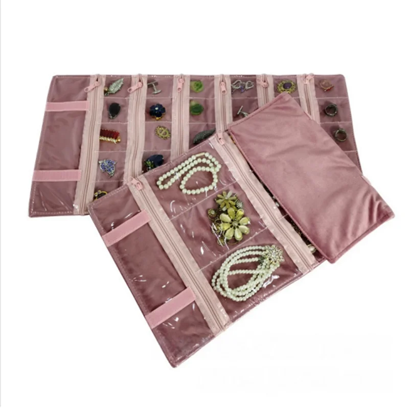 

Jewelry Storage Roll Bag Dust-proof and Anti-oxidation Portable Transparent PVC Grid Accessory Bag Ring Cufflinks Necklace Bag