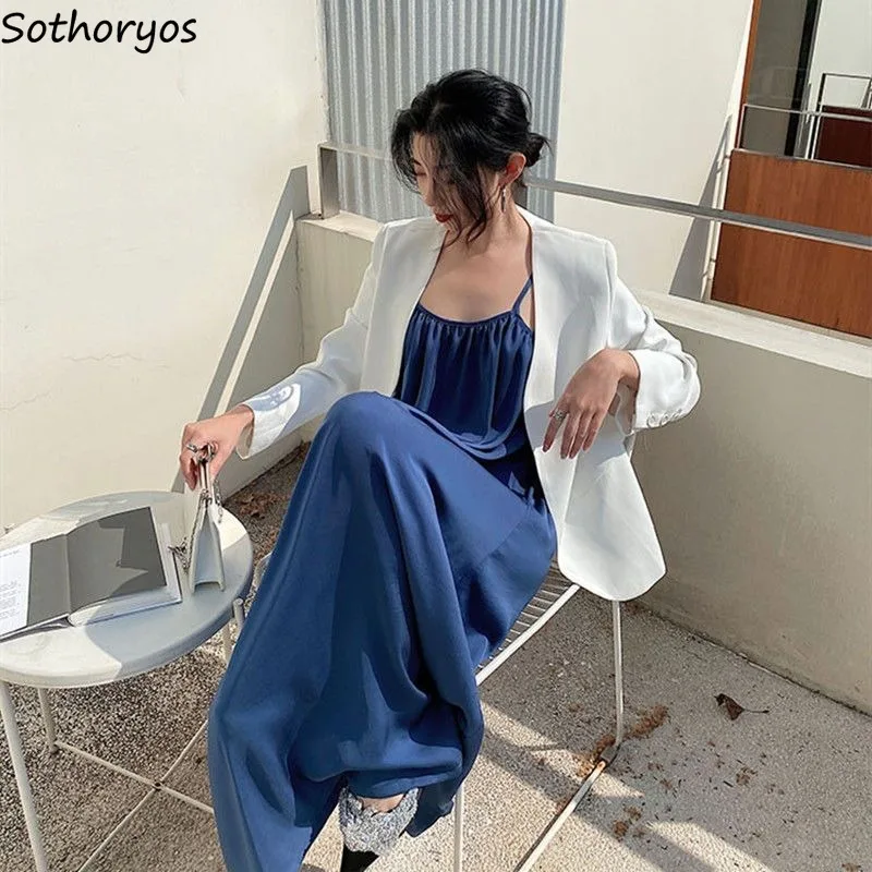 Nightgown Women Summer Girls Simple Casual All-match Korean Fashion Baggy Temperament A-line Personality Pleated Backless Chic