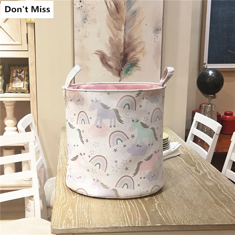 Pink Rainbow Pattern Waterproof Storage Basket For Toy Dirty Laundry Basket Bag Clothes Toys Storage Box Sundries Organizer