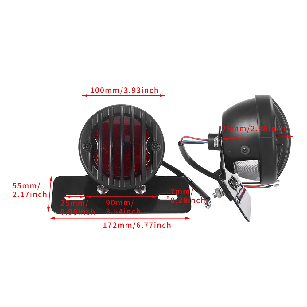 Motorcycle Rear Tail Brake Stop Light Retro Red Lamp License Plate Mount Bracket For Bobber Chopper Harley Street Glide Softail