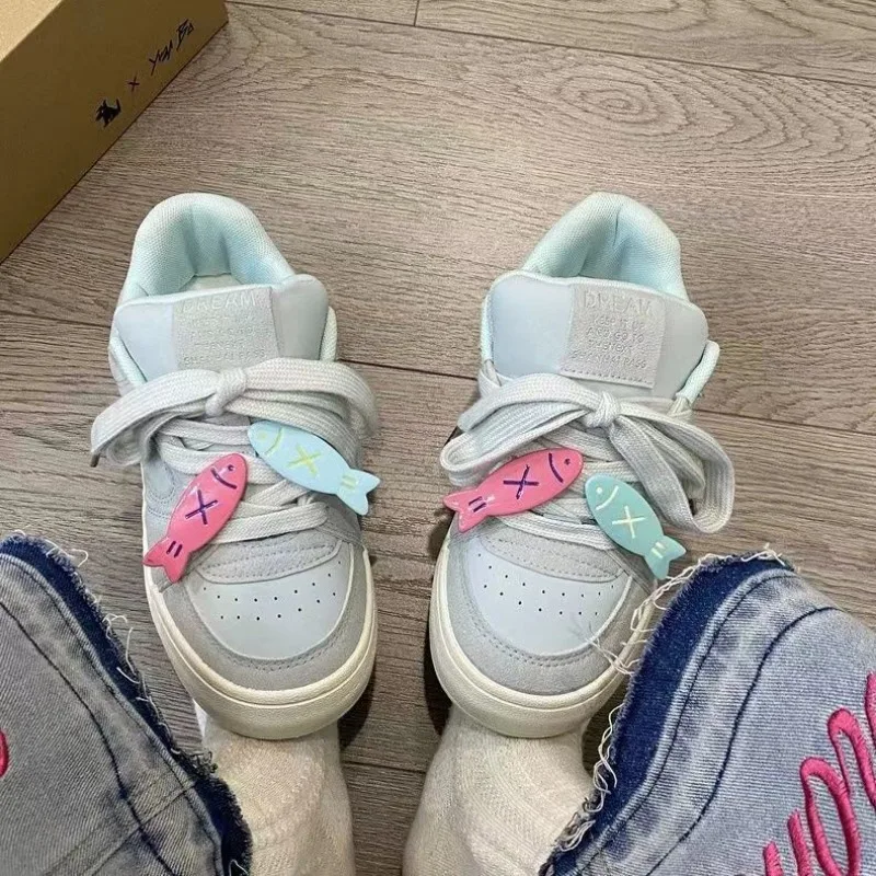 Blue Fish Kawaii Sports Shoes Women's Sneakers Casual Flats Vintage Tennis Female Vulcanize Cute Korean Footwear