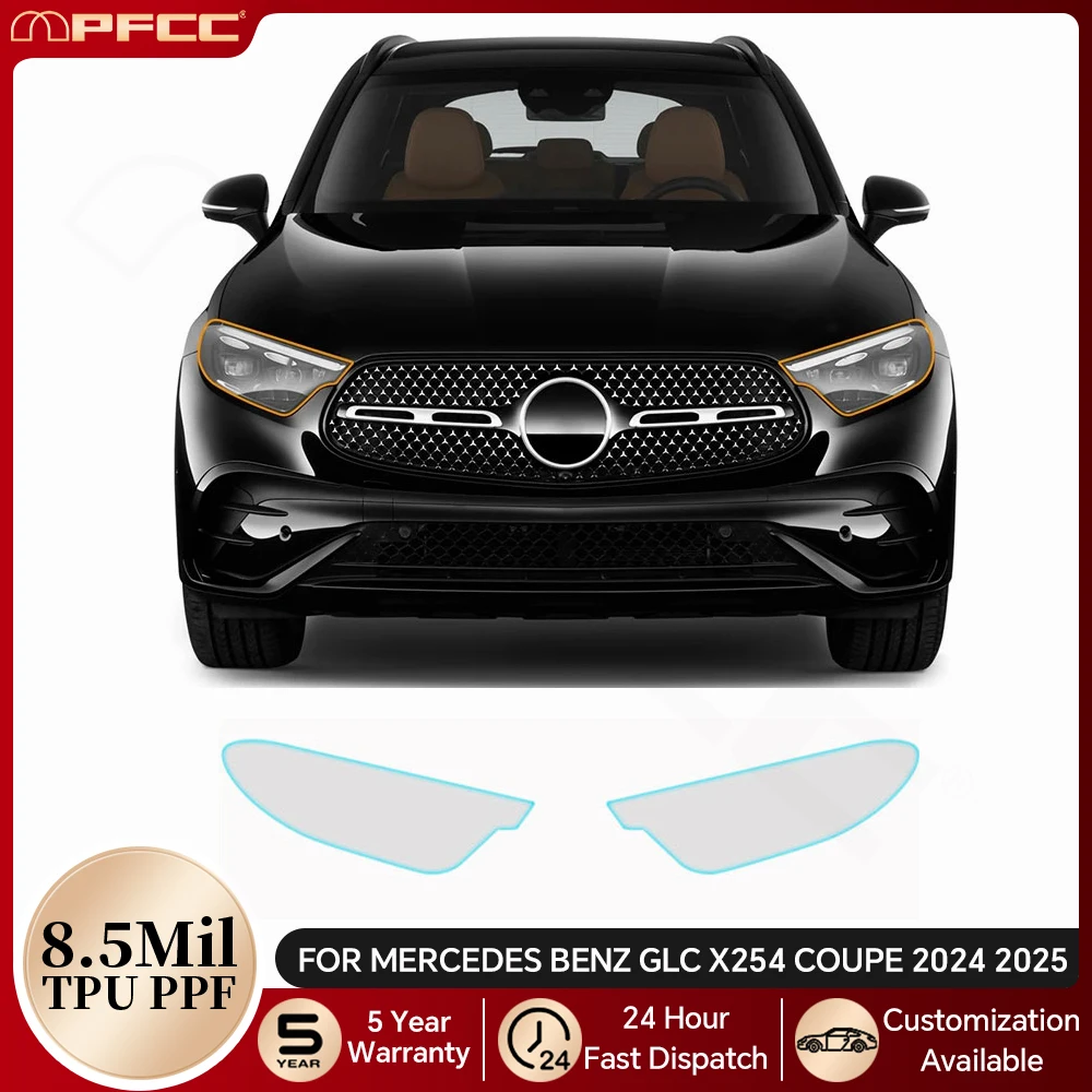 

For Mercedes-Benz GLC X254 Coupe 2024 2025 Headlight Rearview Taillight B Pillars TPU Paint Protection Film Pre-cut Clear PPF