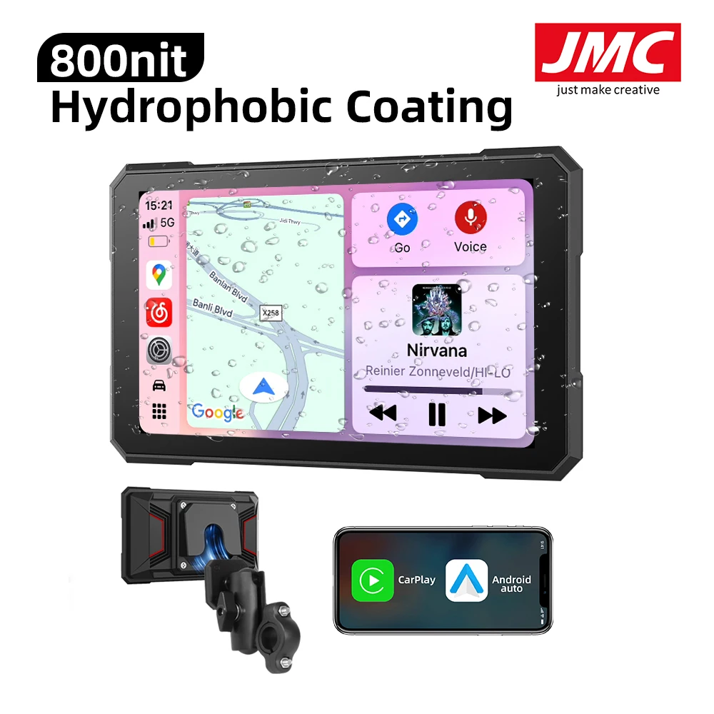 new New Motorcycle GPS Navigation 5 Inch HD Touch Screen IP67 Waterproof for Android CarPlay Magnetic Quick Release Anti-Theft