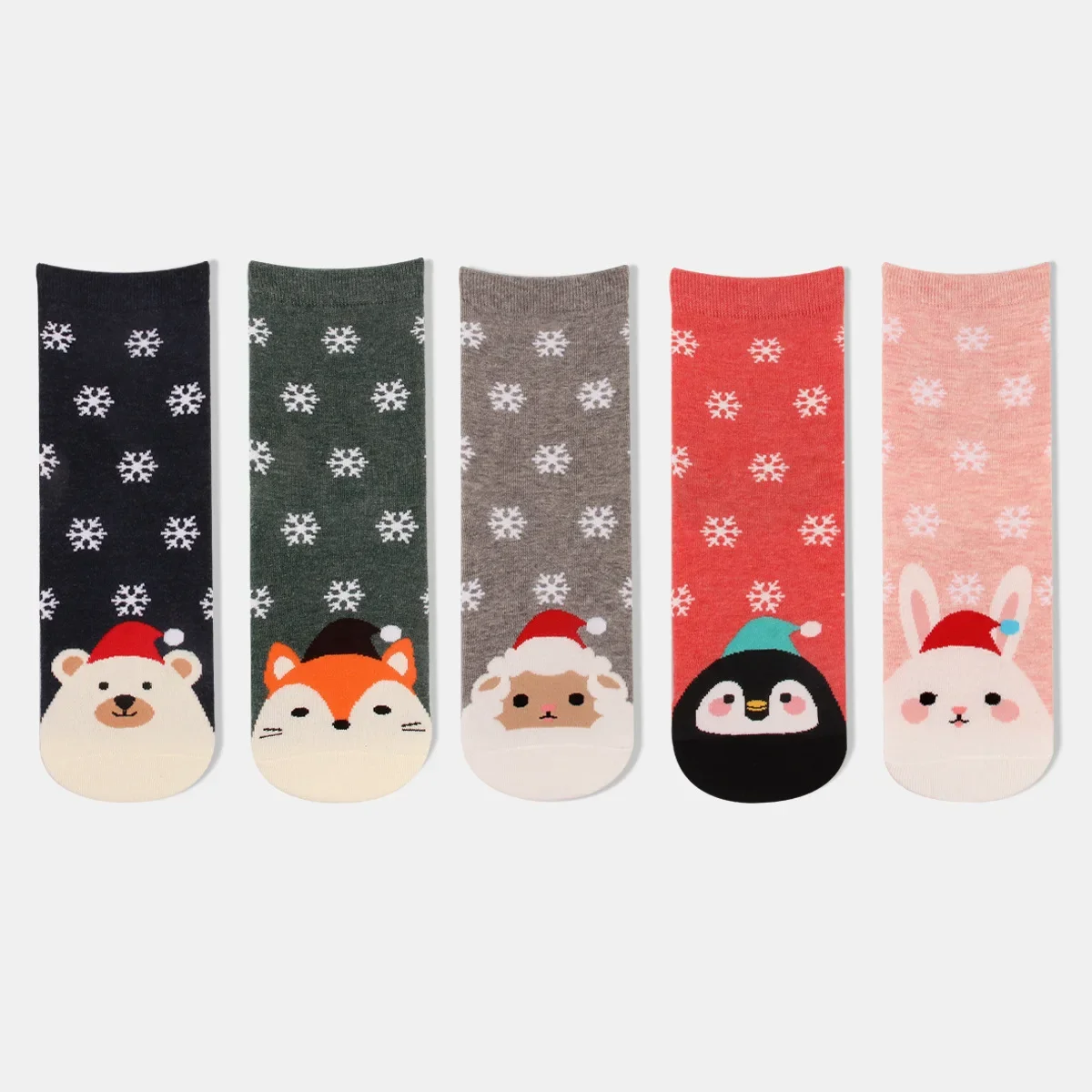 New Year Christmas Short Socks for Men and Women, Christmas Cartoon Cute Pattern Cotton Autumn and Winter Short Socks.