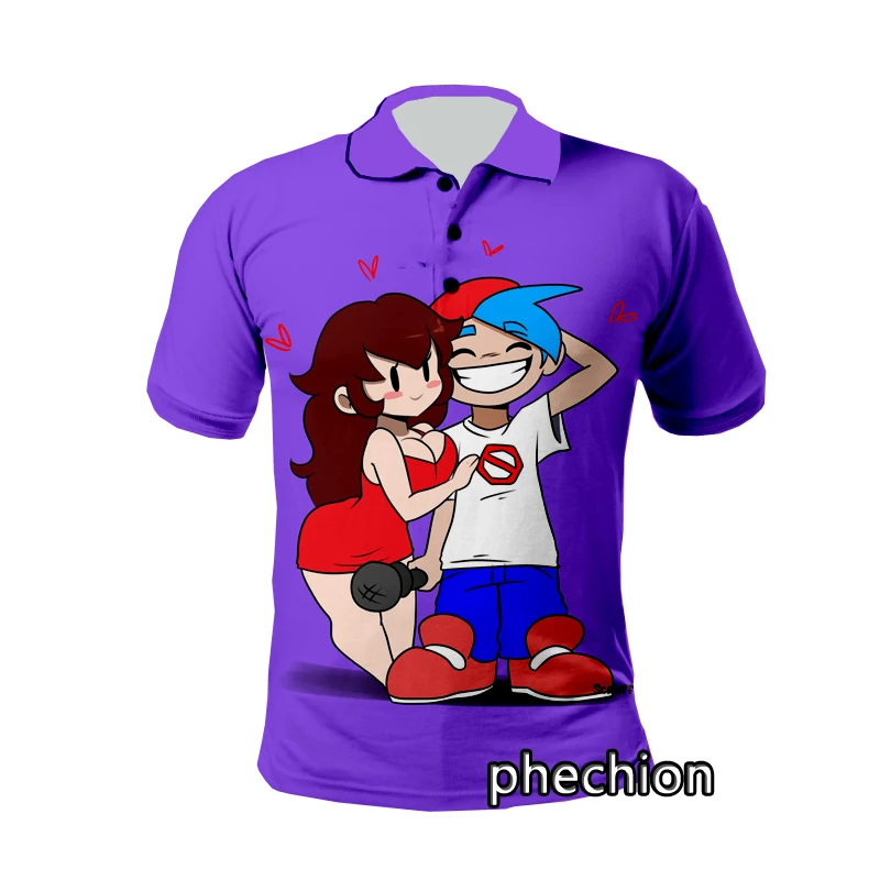 phechion 3D Printed New Fashion Game Friday Night Funkin Sport Polo Shirt Harajuku Streetwear Casual Tops Fitness Unisex M10