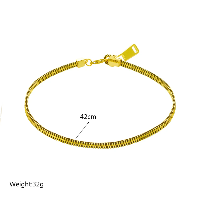 LAMENGLY 316L Stainless Steel Statement Zipper Choker Necklace For Women New Design Girls Clavicle Chain Jewelry Gifts Bijoux