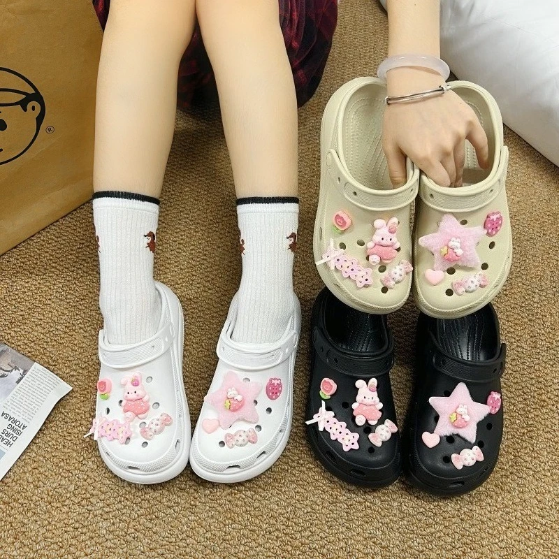 8Pcs Cartoon Little Bunny DIY Shoe Charms For Clogs Bubble Slides Sandals Removable Shoe Decorations Accessories Christmas Gift