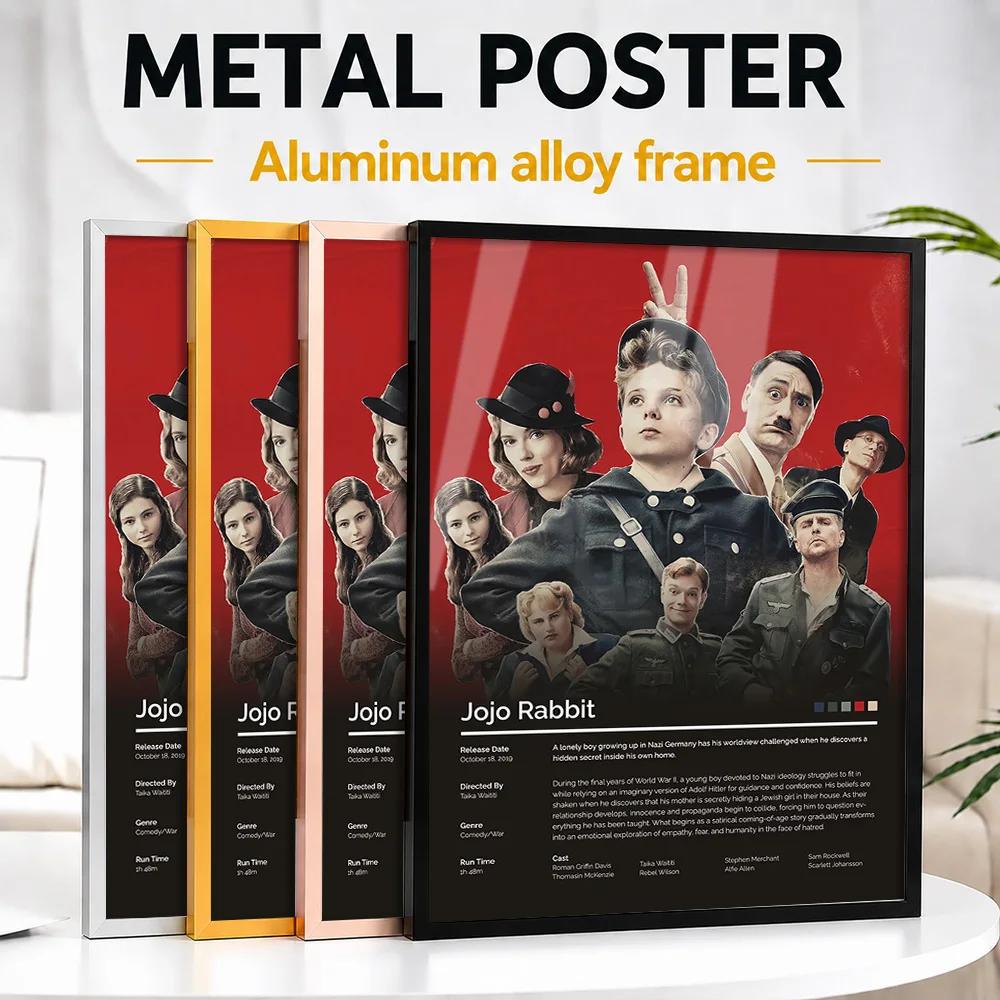 Jojo Rabbit Movie Framed Aluminum Metal Poster Customized Screen Tribute Wall Art Designed For Media Room And Collector Gift